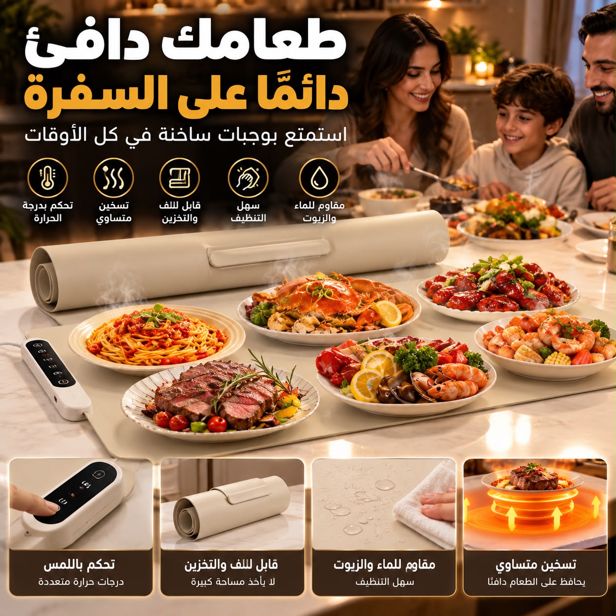 بساط تسخين الطعام وفك المجمدات