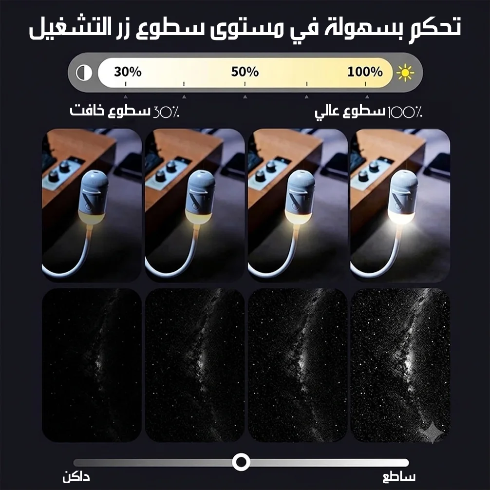 مستويات السطوع من خافت إلى ساطع
